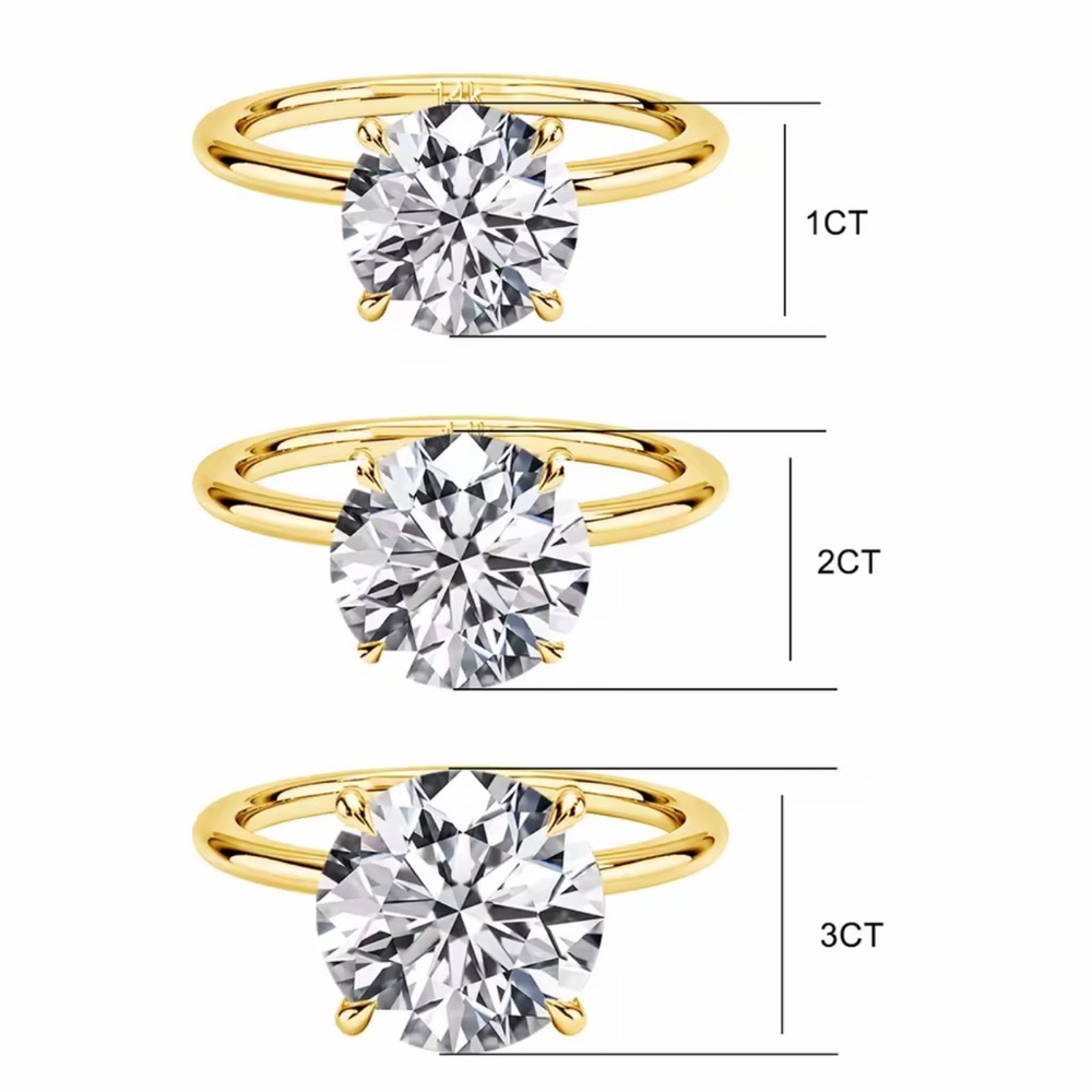 GRA 3ct Moissanite Diamond Ring | 14K Gold-Plated | Size 7 - Picture 5 of 13